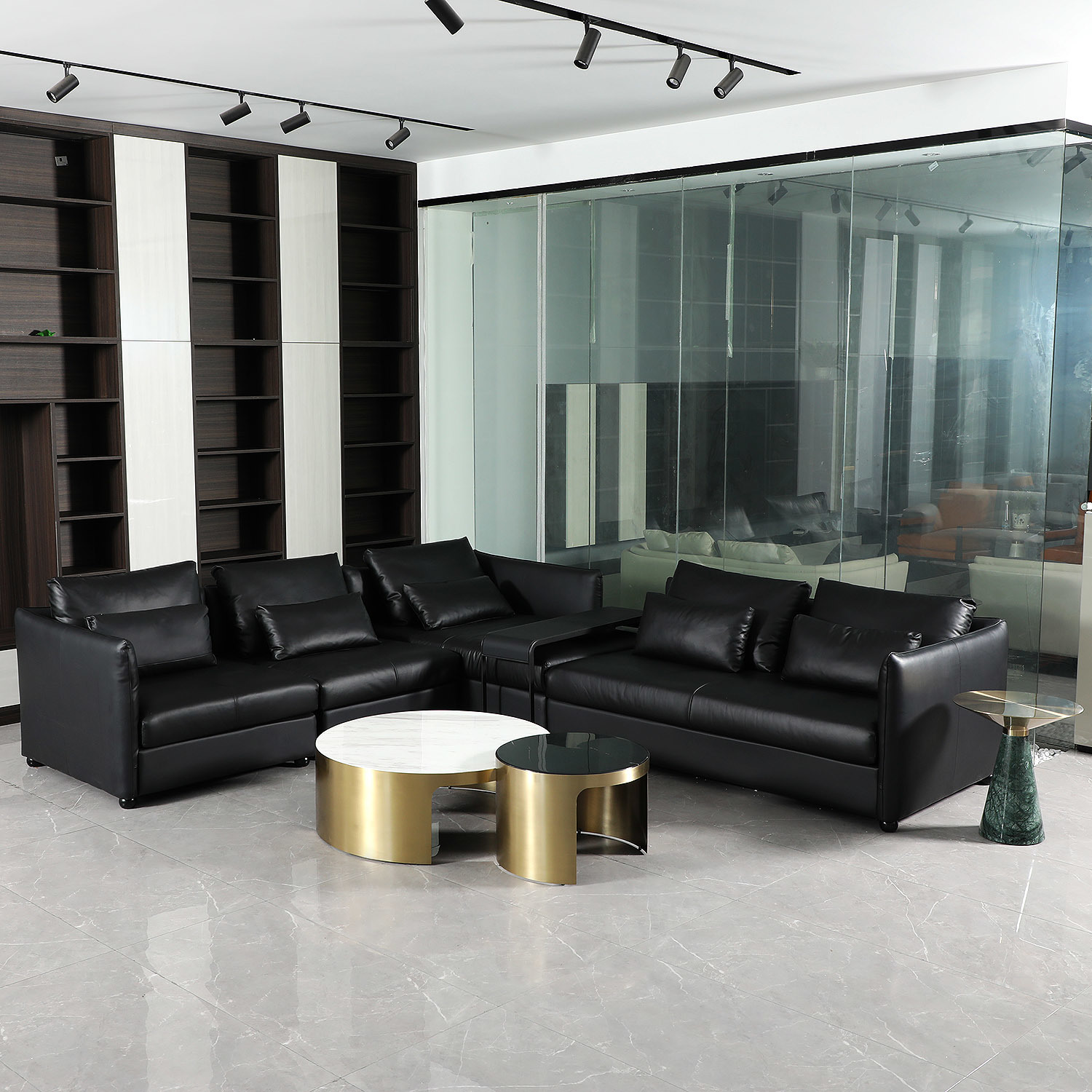 Modern Office Hotel Furniture Luxury Design Sectional Leather Sofa