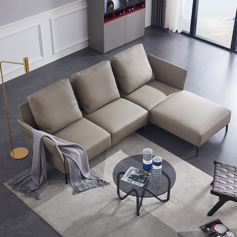 Home Living Room Corner Imported Genuine Leather Sofa