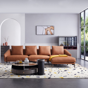 Italian Genuine Leather Upholstered Luxury Living Room Sofa