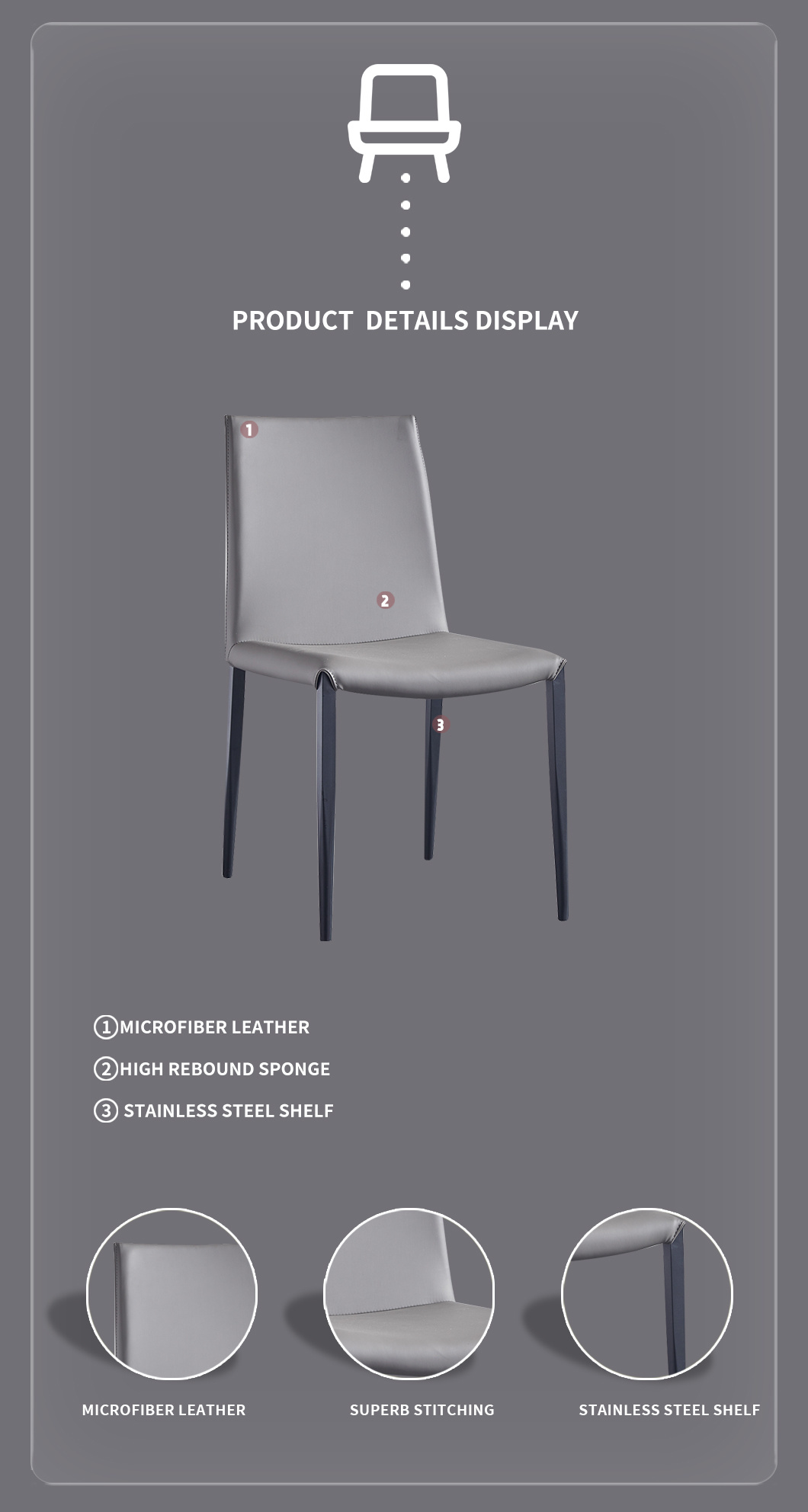 Fabric Hotel Home Dining Room Stainless steel Chair