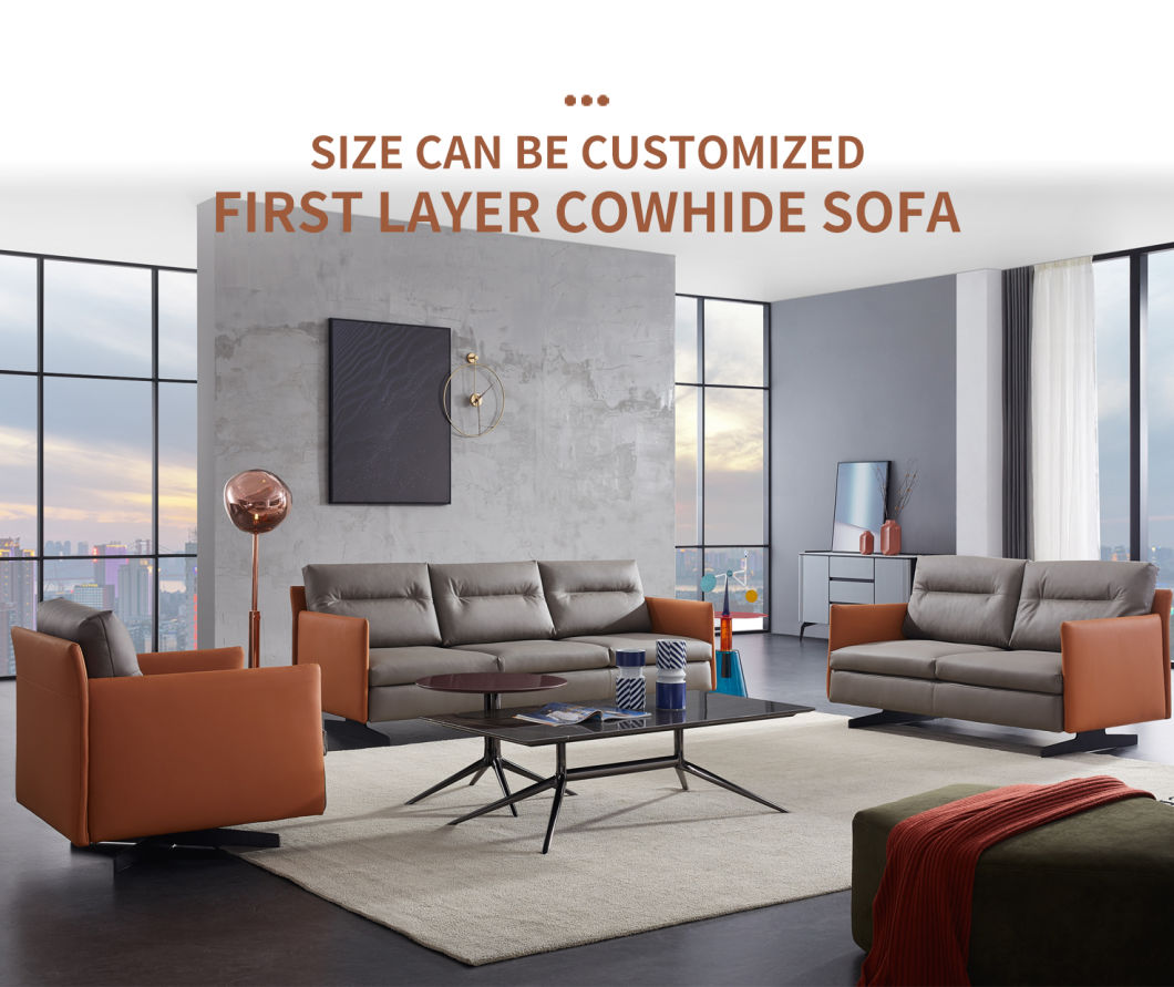 Modern Living Room Single Seater High Quality Nappa Leather Sofa Set