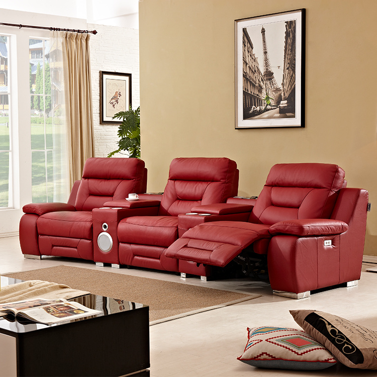 China Suppliers Modern Functional Luxury Genuine Leather Recliner Sofa Set Electric Recliner Sofa