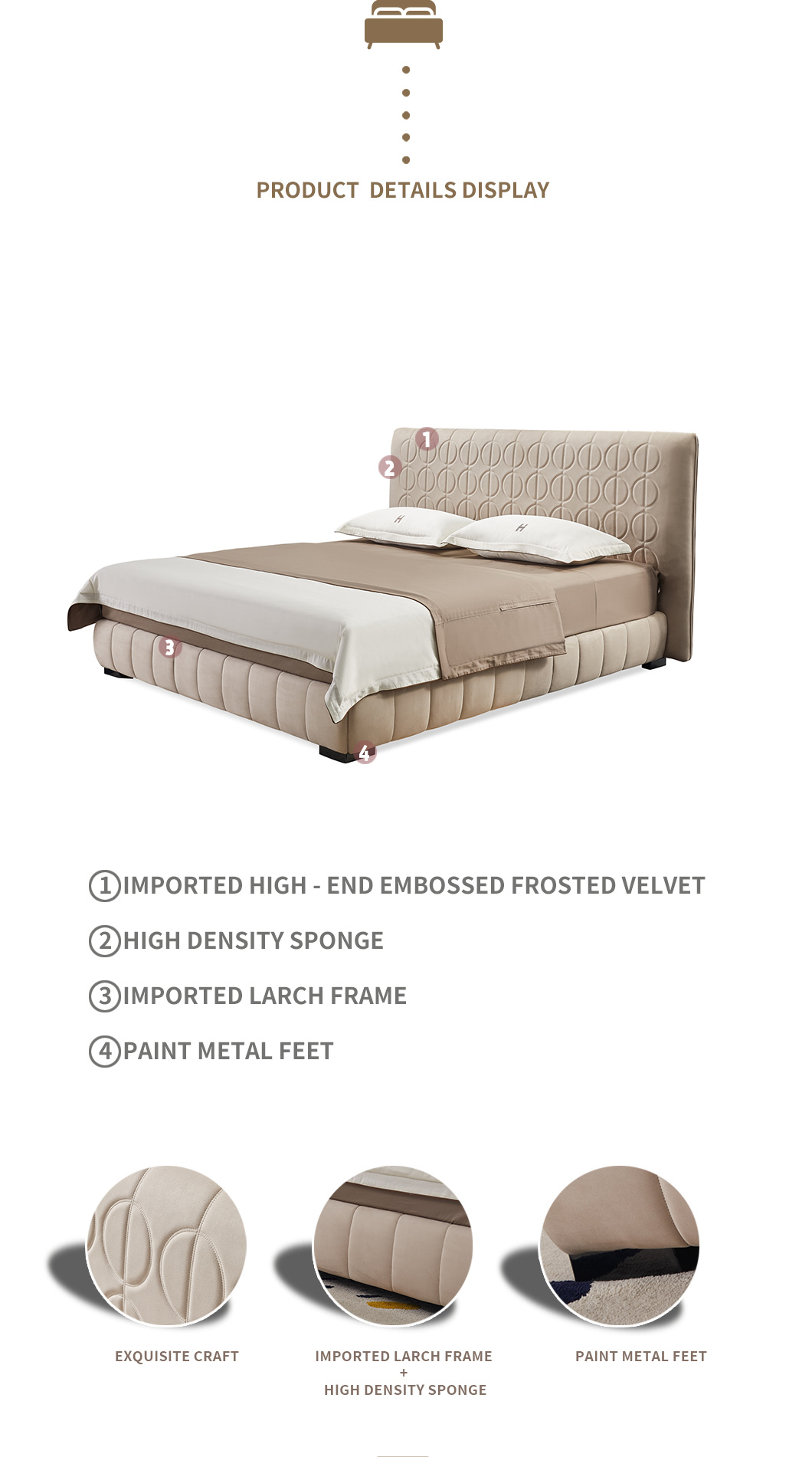 Simple Design Double Size Wooden Bed Fabric Queen Size Bed Bedroom Furniture