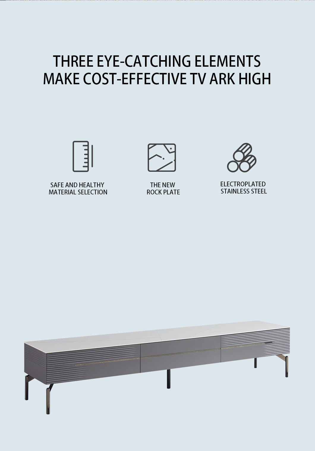 Modern Design Light Lock Panel TV Cabinet Home Furniture