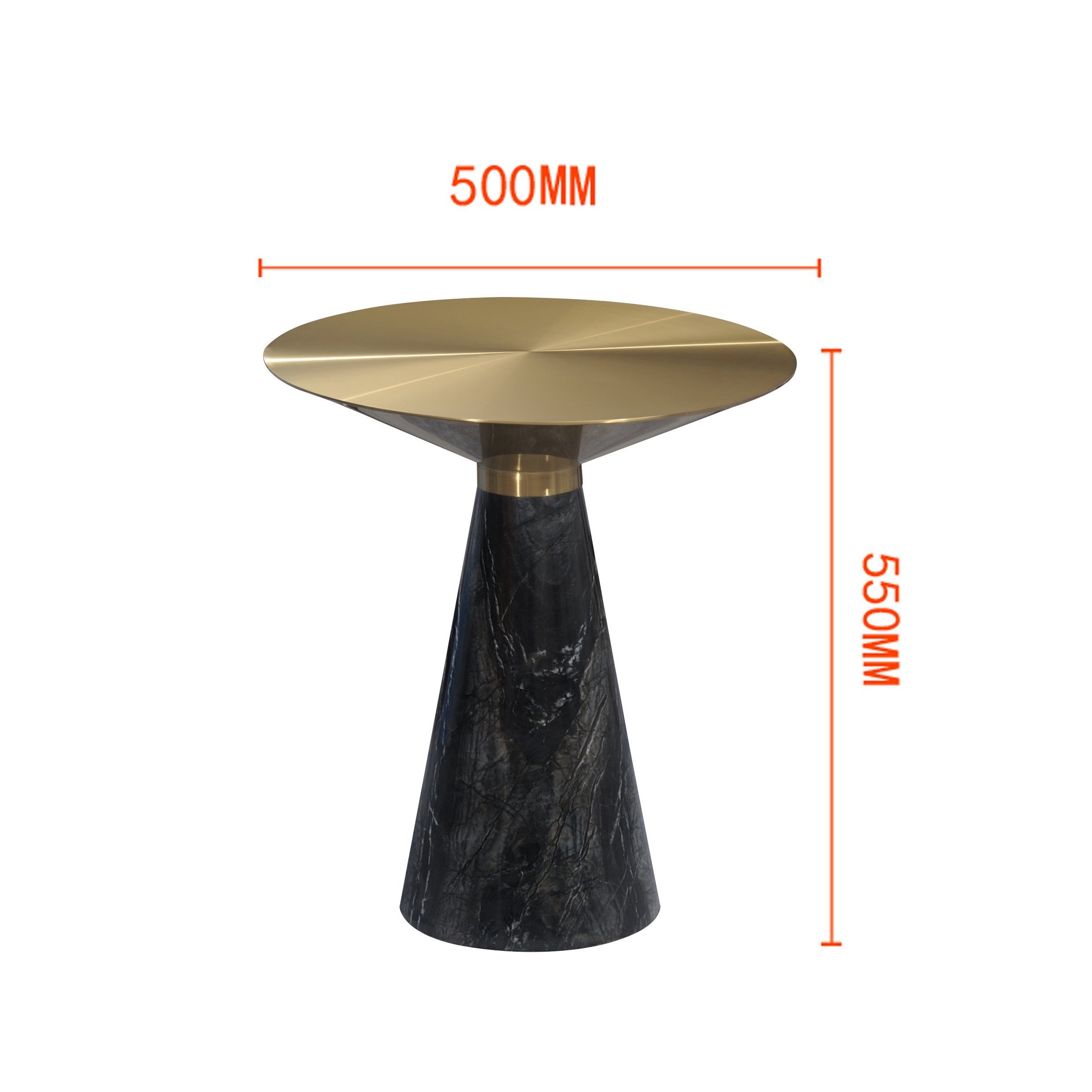 Stainless Steel Round Top Marble Bottom Corner Table