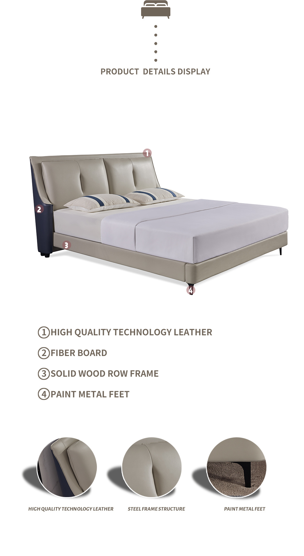 China Factory High Quality Technology Leather Bedroom King Bed