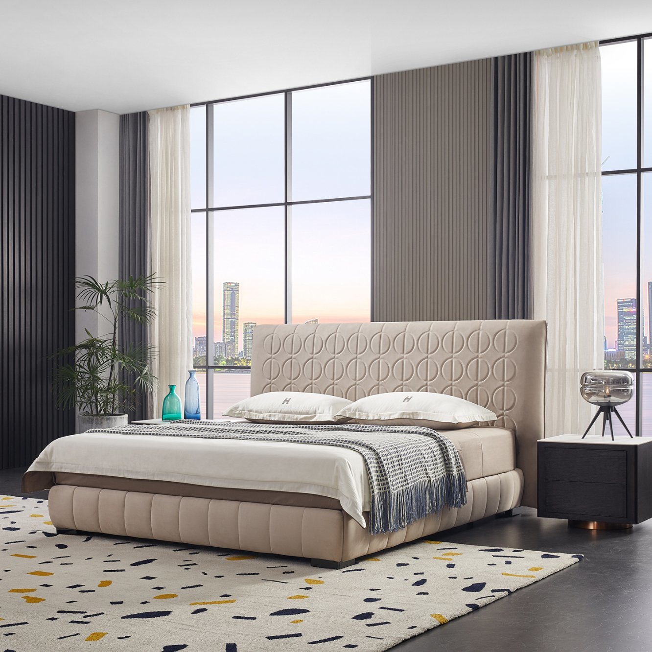 Modern Home Hotel Wooden Leather Bed Bedroom Furniture