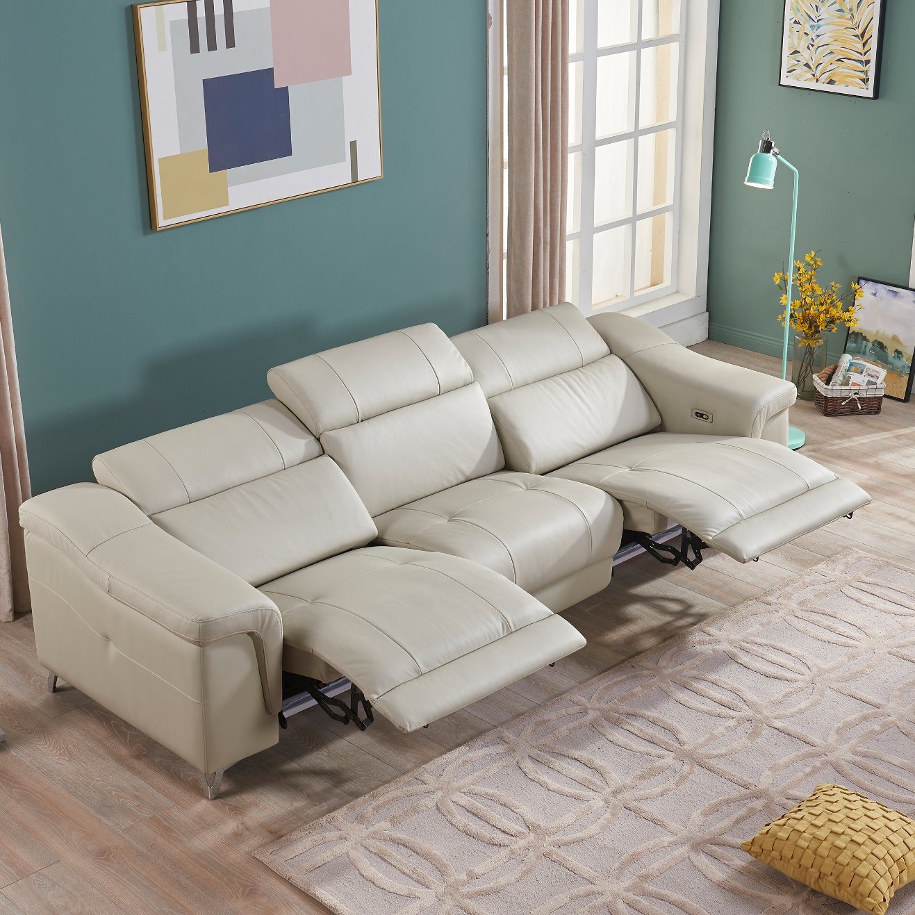 Living Room Furniture Fabric Recliner Sofas 1 2 3 Seater Sofa Set