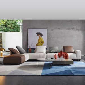 High Quality Customize Modern Luxury Italian Style Hotel Home Living Room Wooden Function Furniture Leather Fabric Corner Leisure Sectional Sofa