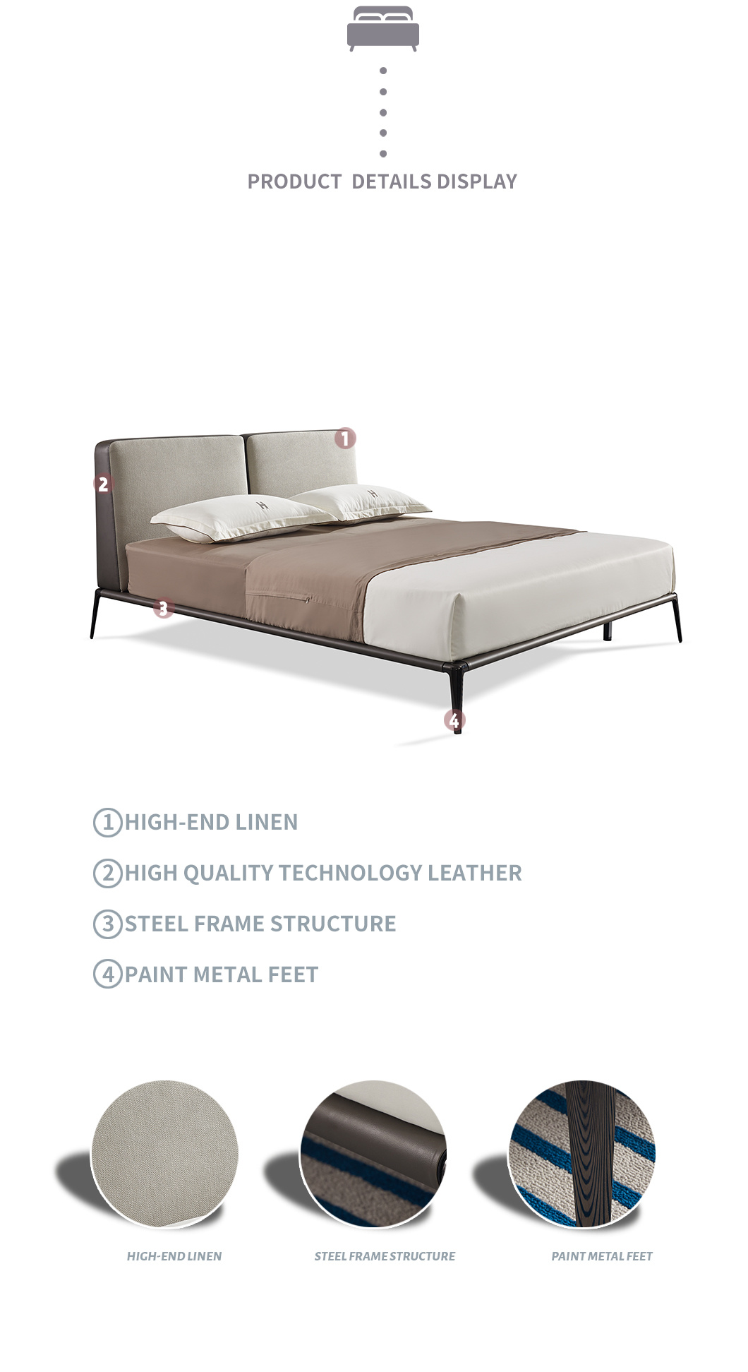 2022 New Design High Quality Technology Leather Bedroom Bed