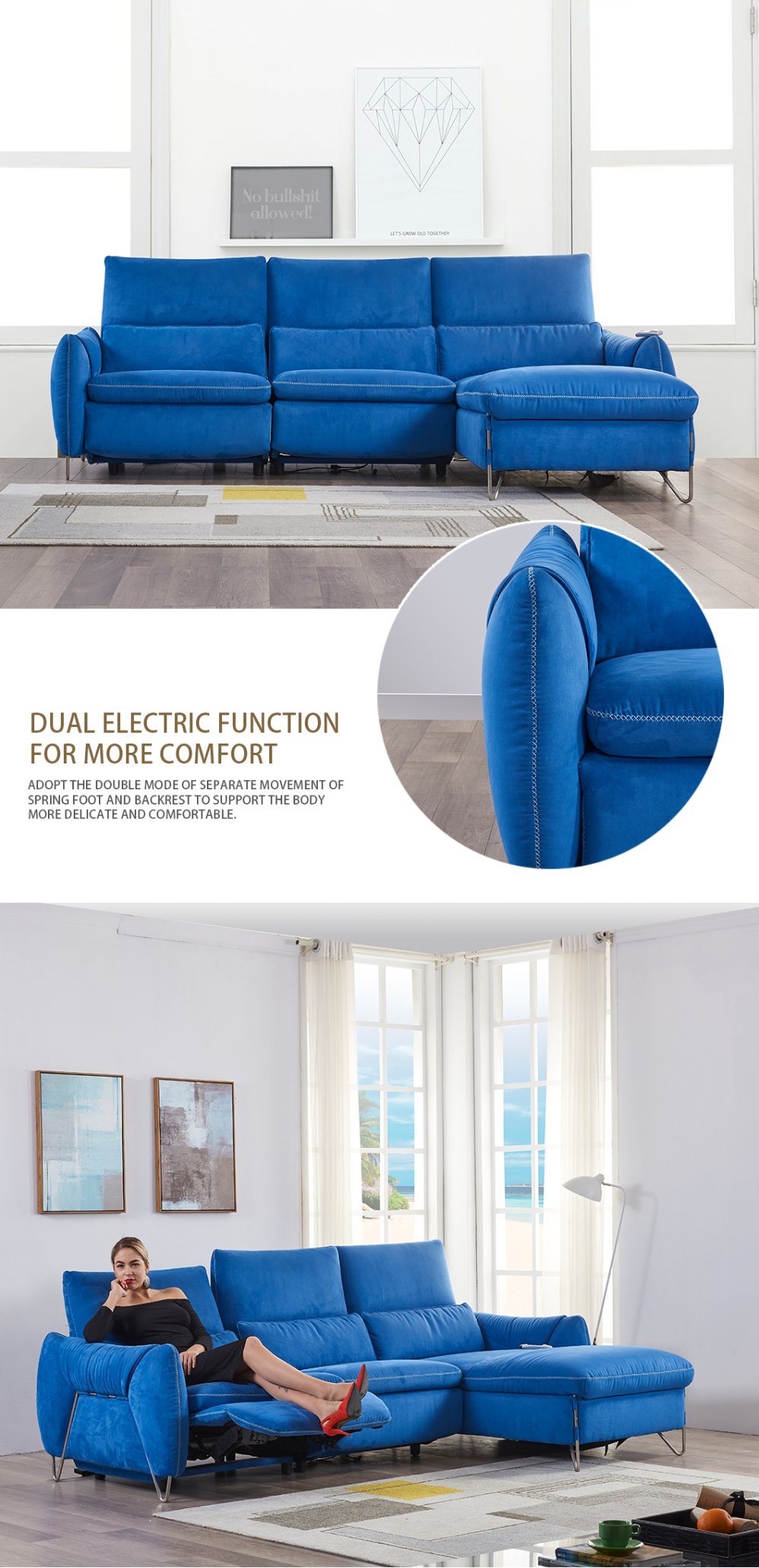Modern Simple Fabric Sofa Functional Sofa Small Living Room Electric